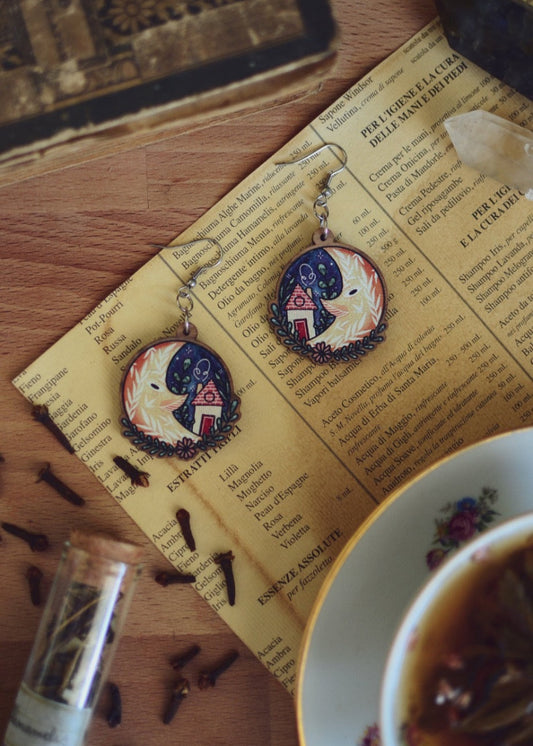 Boucles d'oreilles en bois "La Lune"