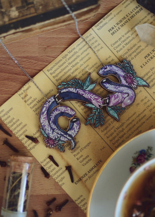 Collier pendentif en bois "Le Diable"